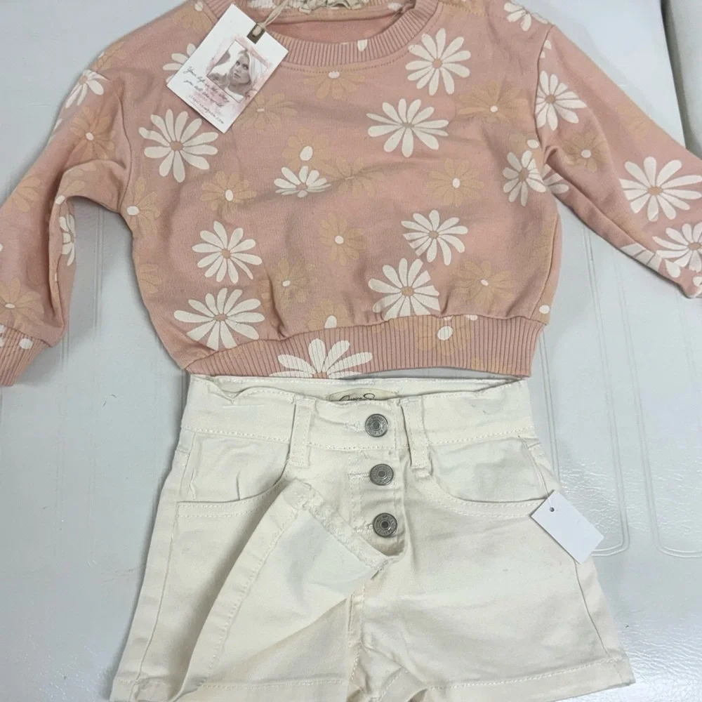 Jessica Simpson Pink and Cream Kids Matching Set